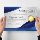 Blauw Certificaat van Waardering Award Flyer