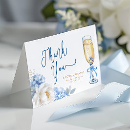 Blauw Champagne Bruidsfeest Dankkaart Bedankkaart