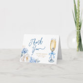 Blauw Champagne Bruidsfeest Dankkaart Bedankkaart (Voorkant)