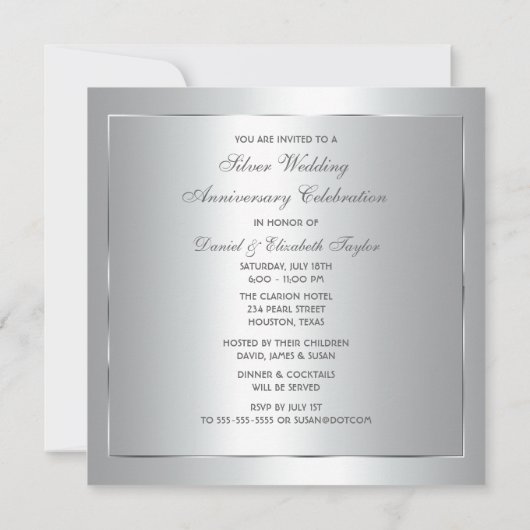 Blauw champagneglas 25ste huwelijksverjaardag kaart (Achterkant)