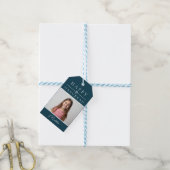 Blauw Chanoeka-cadeaubijschrift Cadeaulabel (Met Touw)