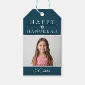 Blauw Chanoeka-cadeaubijschrift Cadeaulabel (Voorkant)