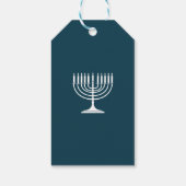 Blauw Chanoeka-cadeaubijschrift Cadeaulabel (Achterkant)
