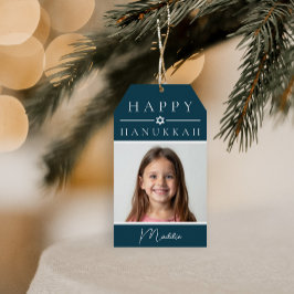 Blauw Chanoeka-cadeaubijschrift Cadeaulabel