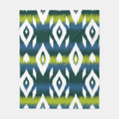 Blauw Chartreuse Groen Ikat Patroon Modern Fleece Deken (Voorkant)