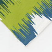 Blauw Chartreuse Groen Ikat Patroon Modern Fleece Deken (Hoek)
