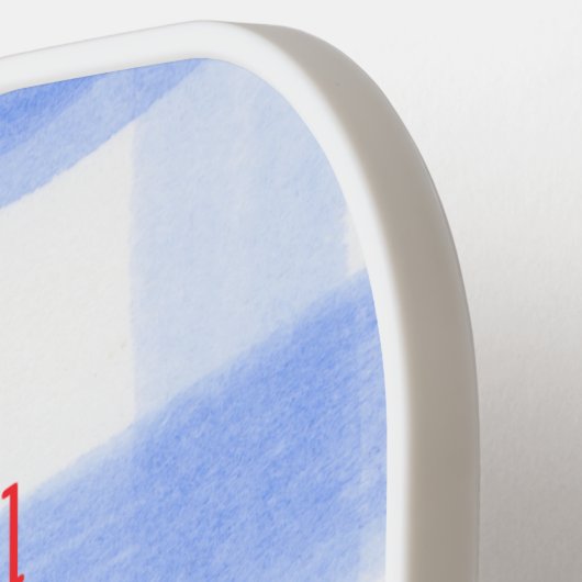 Blauw Check Gingham USA Vlag SPEL OP Pickleball Paddle (Links Detail)