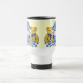 Blauw check picknick doek met oude teddies kinder reisbeker (Center)