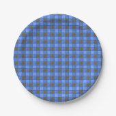 Blauw Check Small Paper-Bord Papieren Bordje (Voorkant)