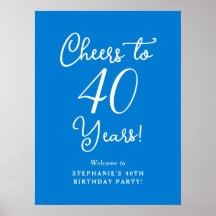 Blauw Cheers voor 40 Jaar Verjaardag Welkom Bord