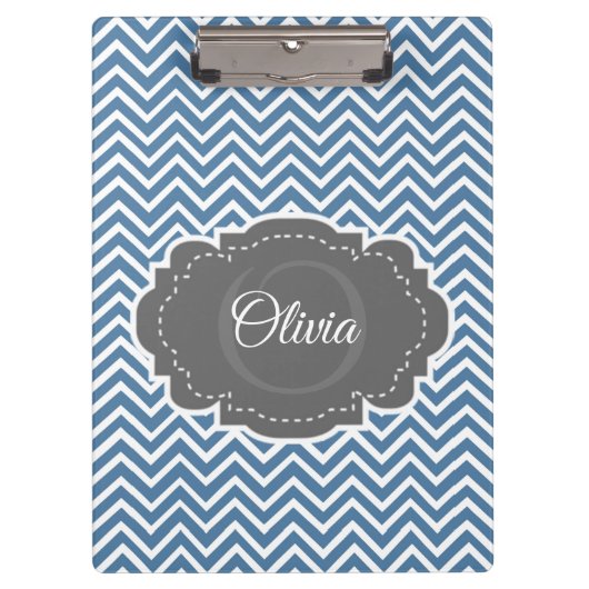 Blauw Chevron Aangepast klembord (Voorkant)