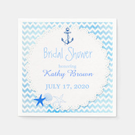 Blauw Chevron Anchor Nautical Vrijgezellenfeest Servet