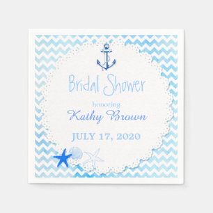 Blauw Chevron Anchor Nautical Vrijgezellenfeest Servet