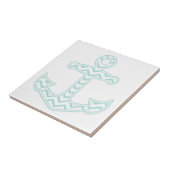 Blauw Chevron Anker Nautisch Wit Tegeltje (Zijkant)