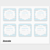 Blauw Chevron Boek baby shower Bookplate label (Vel)