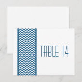 Blauw Chevron Border Table Number Briefkaart (Voorkant / Achterkant)