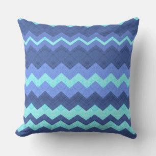 Blauw chevron kussen