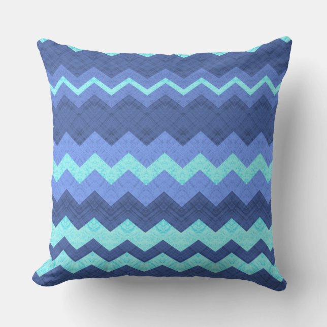 Blauw chevron kussen (Voorkant)