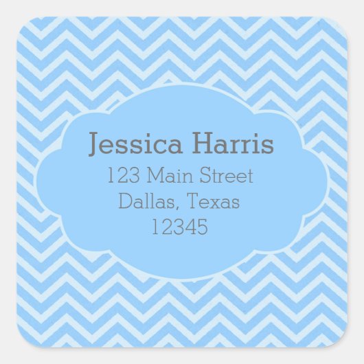 Blauw Chevron-papier adreslabel Sticker (Voorkant)