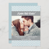 BLAUW CHEVRON PATROON | DE DATUMAANKONDIGING OPSLA KAART (Voorkant / Achterkant)