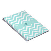 Blauw chevron patroon met monogram notitieboek (Rechterzijde)