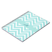 Blauw chevron patroon met monogram notitieboek (Linkerzijde)
