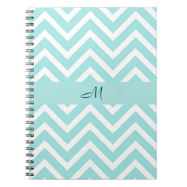 Blauw chevron patroon met monogram notitieboek