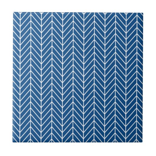 blauw chevron-patroon tegeltje (Voorkant)