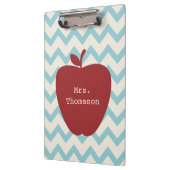 Blauw Chevron Red Apple-leerlingenklembord Klembord (Links)