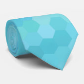 Blauw Chevron Zeshoekig Patroon Stropdas (Opgerold)
