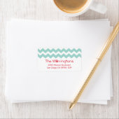 Blauw chevron zigzag patroon retour adres etiket (Insitu)