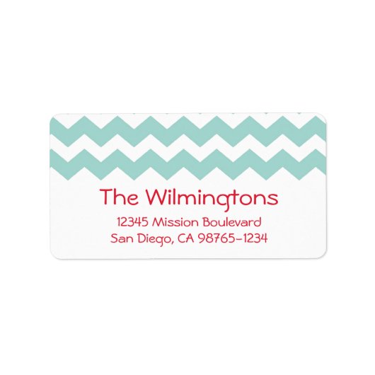 Blauw chevron zigzag patroon retour adres etiket (Voorkant)