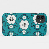 blauw chic bloemmotief Case-Mate iPhone case (Achterkant (horizontaal))