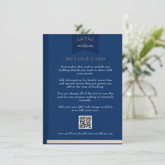 Blauw Chic Chapter Page Wedding Kaart Invoegen (Staand voorkant)