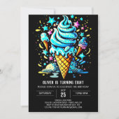 Blauw Chic Custom Boy Ice Cream Verjaardag Kaart (Voorkant)