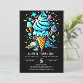 Blauw Chic Custom Boy Ice Cream Verjaardag Kaart (Staand voorkant)