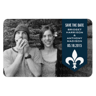 Blauw Chic Flourish Banner sparen de Magnet Datum Magneet