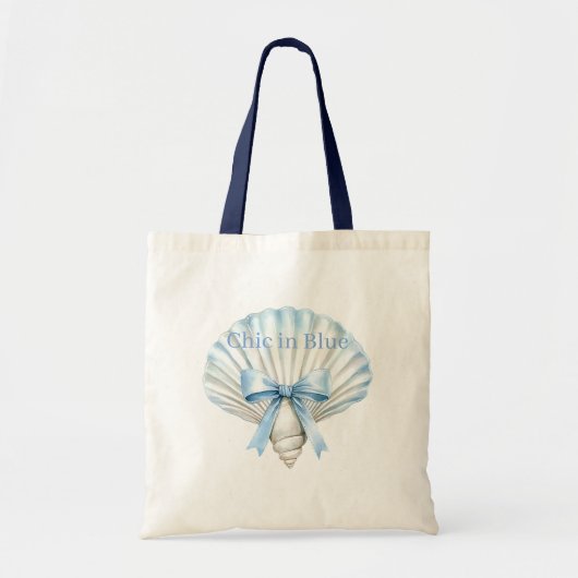 Blauw Chic Schelp Strand Tote Bag (Voorkant)