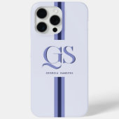 Blauw | Chic Strepen Monogram Case-Mate iPhone Case (Achterkant)