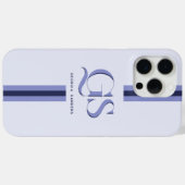Blauw | Chic Strepen Monogram Case-Mate iPhone Case (Achterkant (horizontaal))