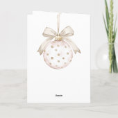 Blauw Chic Witte Stippen Boog Ornament Kerst Kaart (Achterkant)