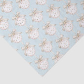 Blauw Chic Witte Stippen Boog Ornament Kerst Tissuepapier (Detail)