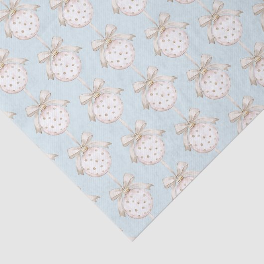 Blauw Chic Witte Stippen Boog Ornament Kerst Tissuepapier (Detail)