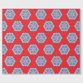 Blauw China Stijl met wezens Cadeaupapier (Vlak)