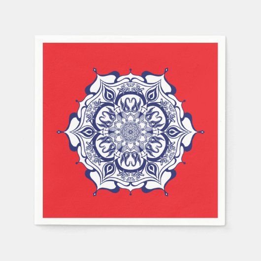 Blauw China Stijl met wezens Servet (Voorkant)