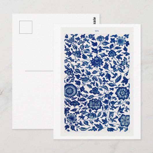 Blauw Chinees Bloempatroon van Owen Jones Boek Briefkaart (Voorkant / Achterkant)