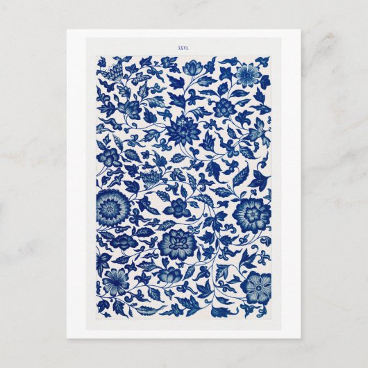 Blauw Chinees Bloempatroon van Owen Jones Boek Briefkaart (Voorkant)