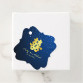 Blauw Chinees bruiloft sneeuwvlok dubbel geluk Bedankjes Labels (In situ)