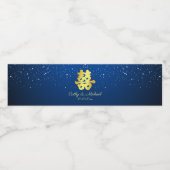 Blauw Chinees bruiloft sneeuwvlok dubbel geluk Waterfles Etiket (Enkel label)