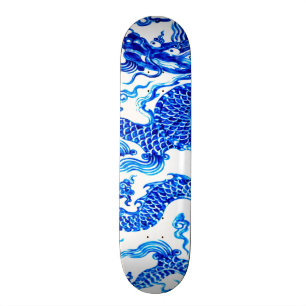 Blauw Chinees Draak Vintage Vaas Kunst Wandbord Skateboard
